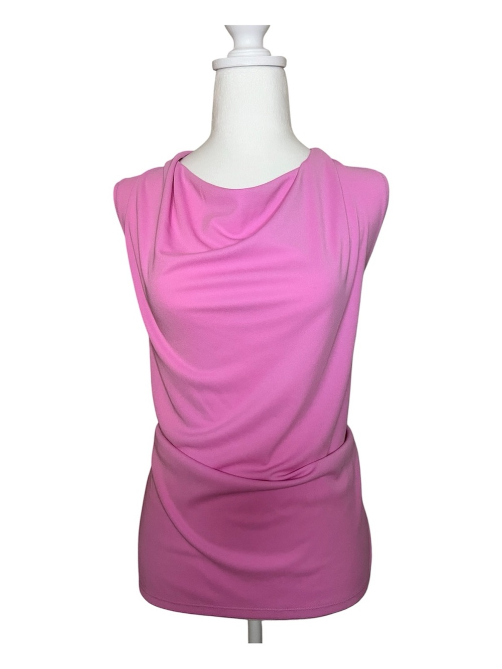 KARL LAGERFELD Pink Draped Cowl Neck Sleeveless Camisole